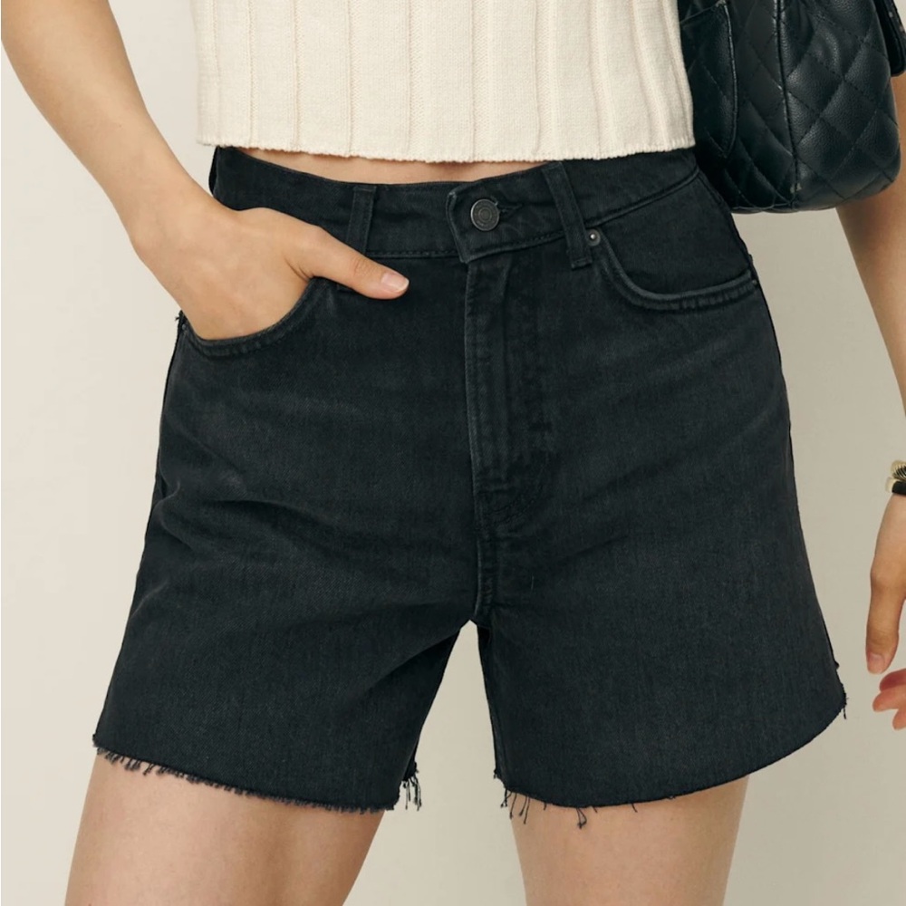Reformation Wilder High Rise Relaxed Jean Shorts Black - Size 24